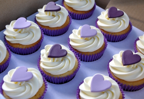 Purple Heart Wedding Cupcakes from the sweet kitchen